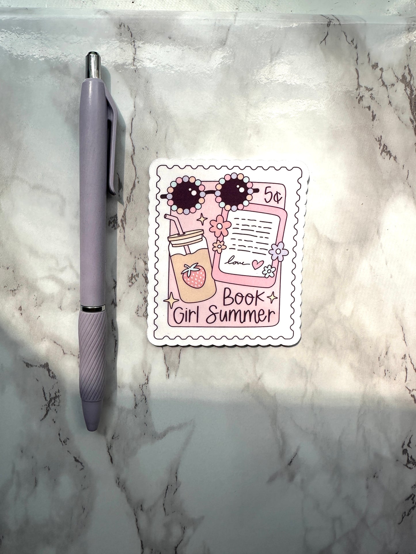 Book Girl Summer Die Cut Sticker