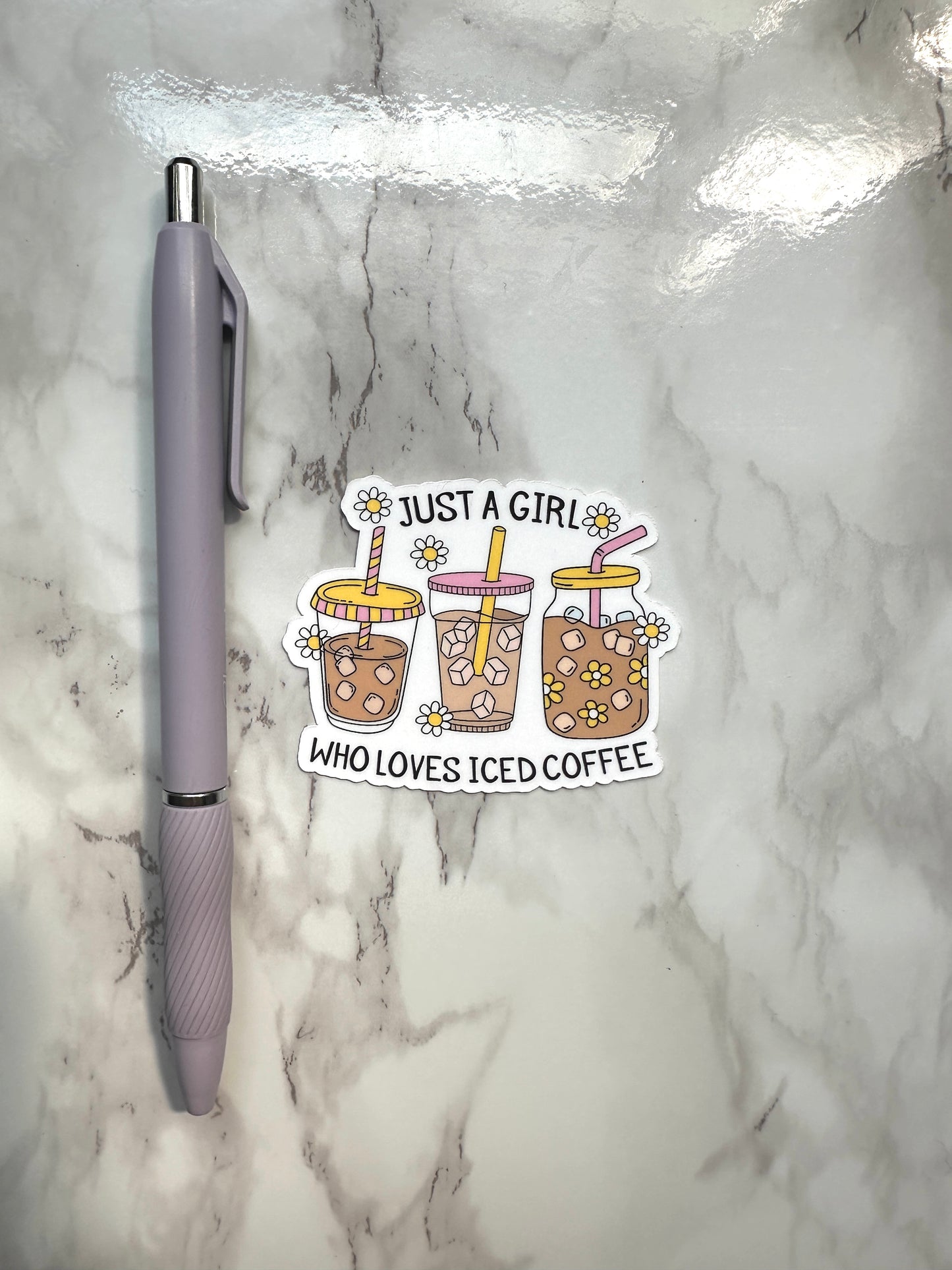 Just a Girl that loves iced coffee Die Cut Sticker