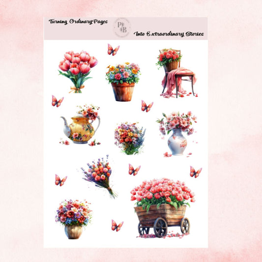 FLOWERS IN BLOOM STICKER SHEET