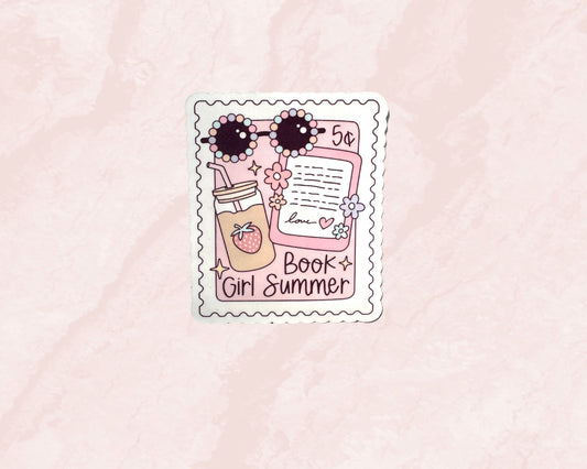Book Girl Summer Die Cut Sticker
